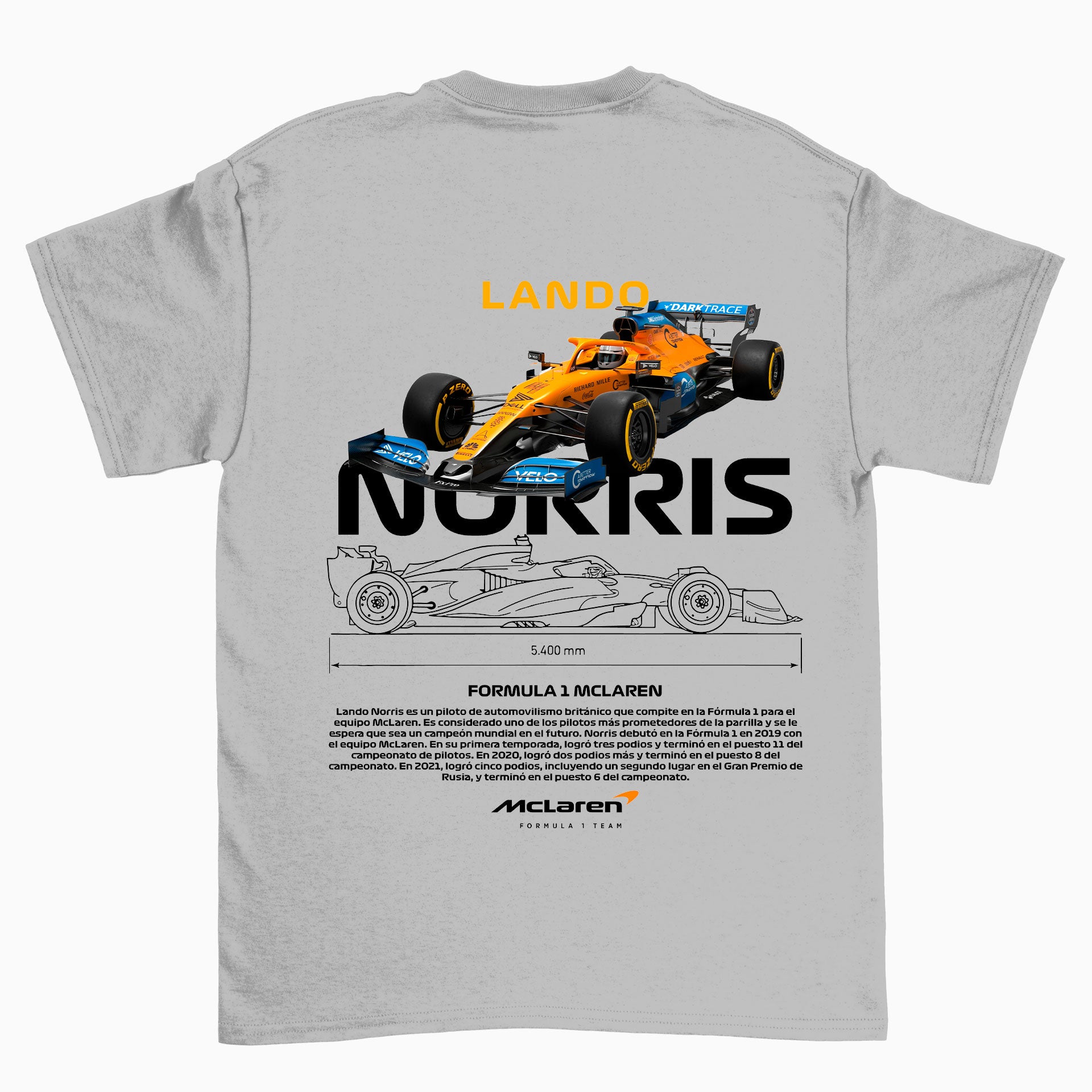 Camiseta Básica Unissex Lando Norris WHITE cinza
