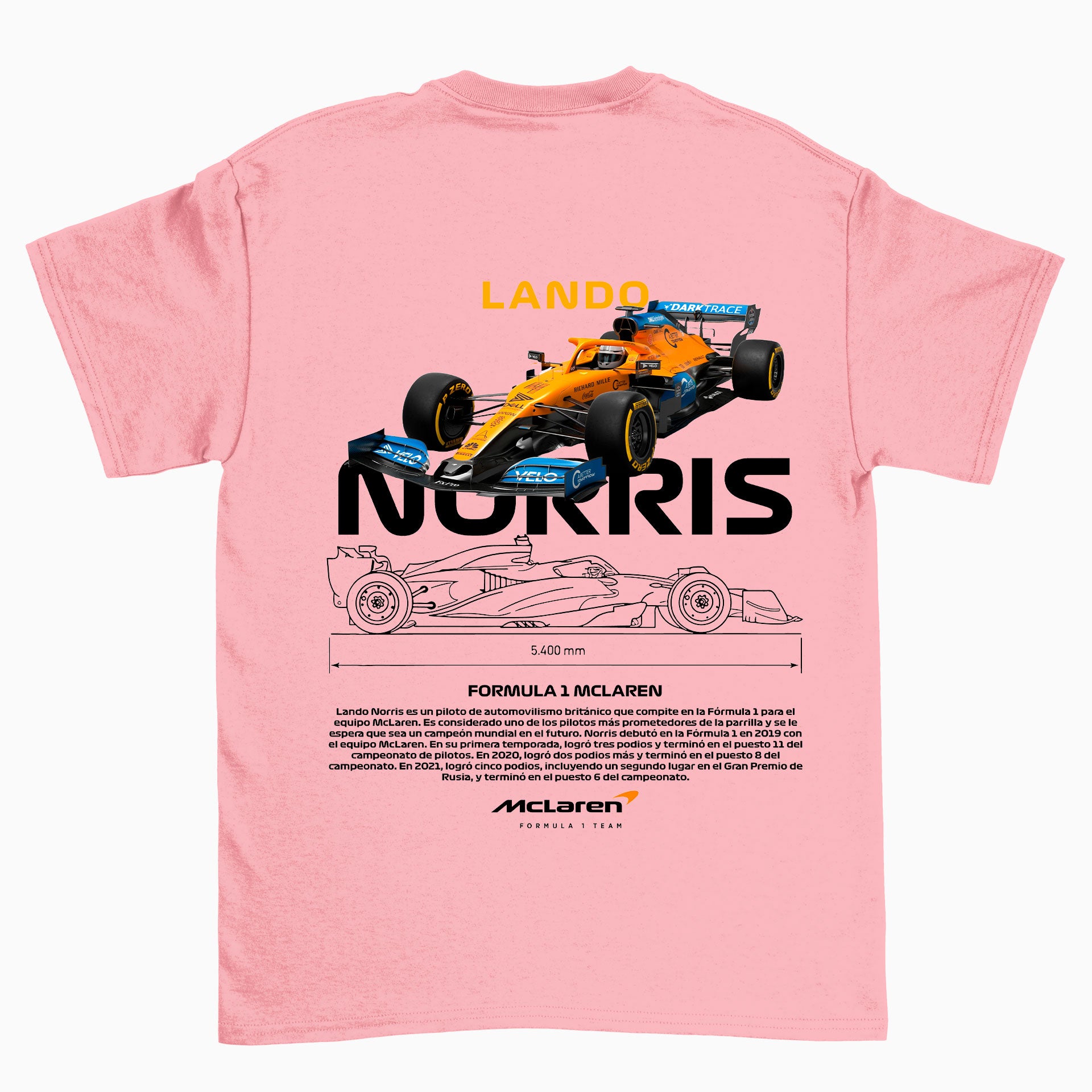 Camiseta Básica Unissex Lando Norris WHITE rosa
