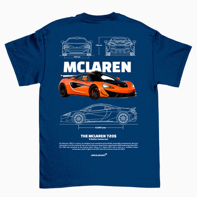Camiseta Básica Unissex Mclaren 720S Orange azul marinho
