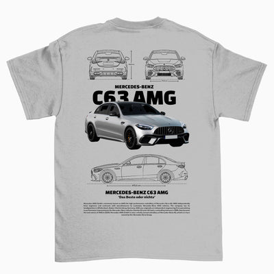 Camiseta Básica Unissex Mercedes Benz C63 AMG W cinza