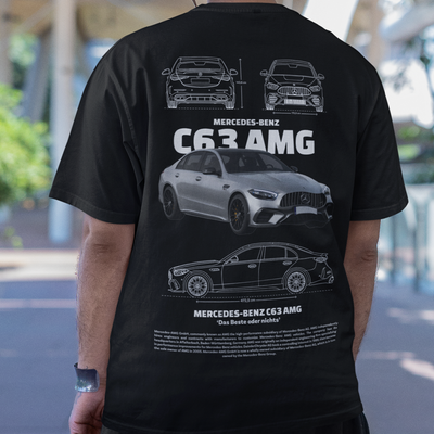 Camiseta Básica Unissex Mercedes Benz C63 AMG W preta