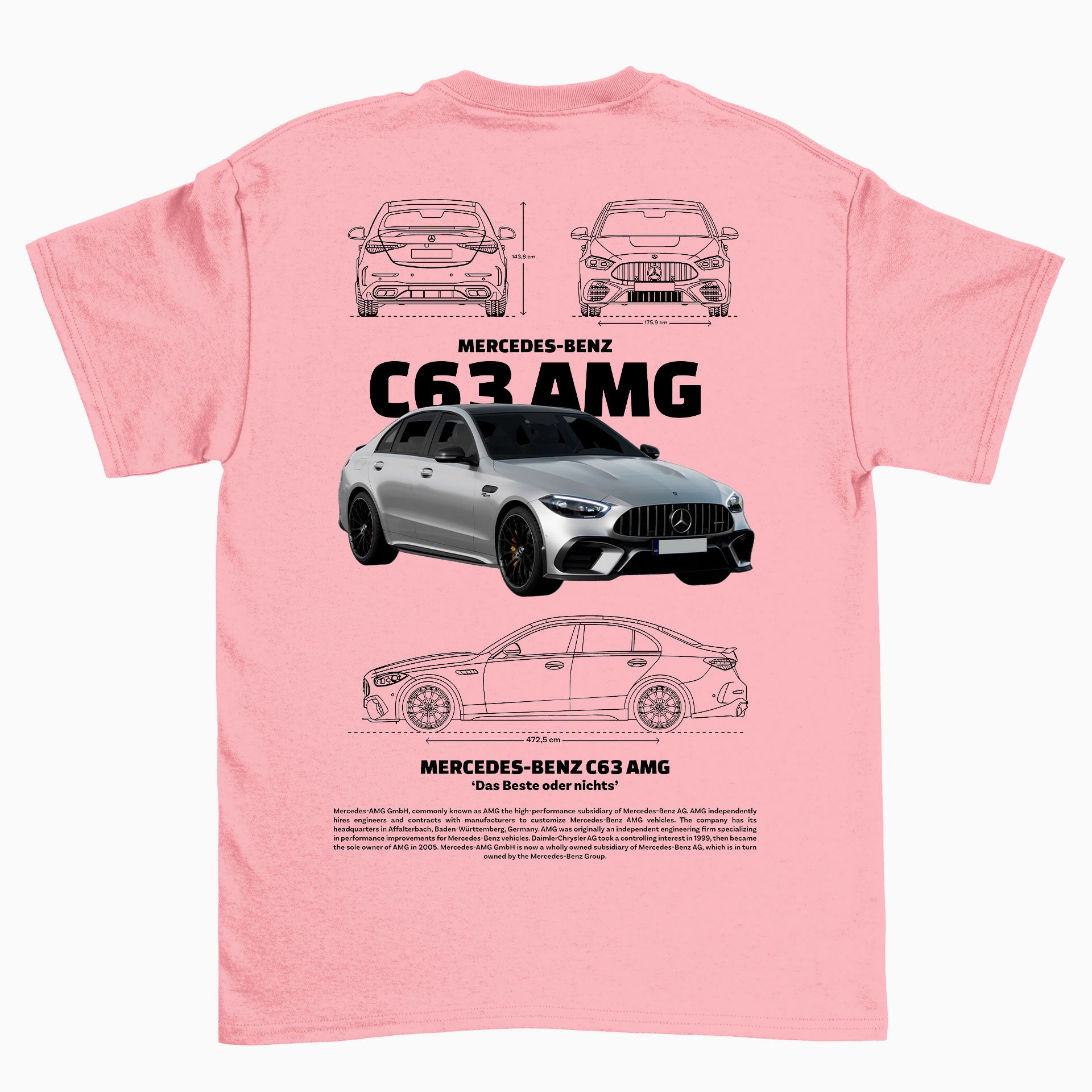 Camiseta Básica Unissex Mercedes Benz C63 AMG W rosa