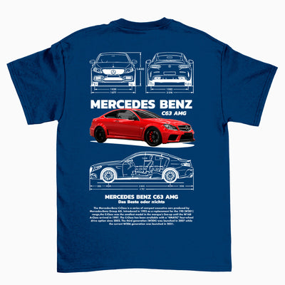 Camiseta Básica Unissex Mercedes Benz C 63 azul marinho