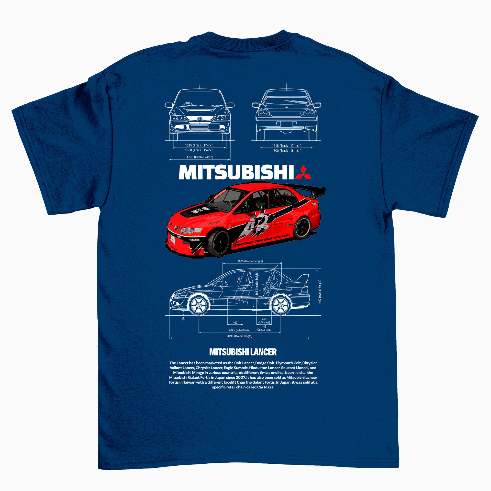 Camiseta Básica Unissex Mitsubishi Lance R azul marinho