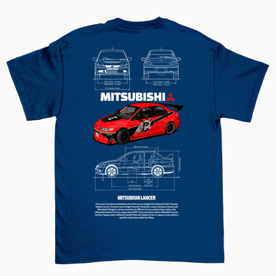 Camiseta Básica Unissex Mitsubishi Lance R azul marinho