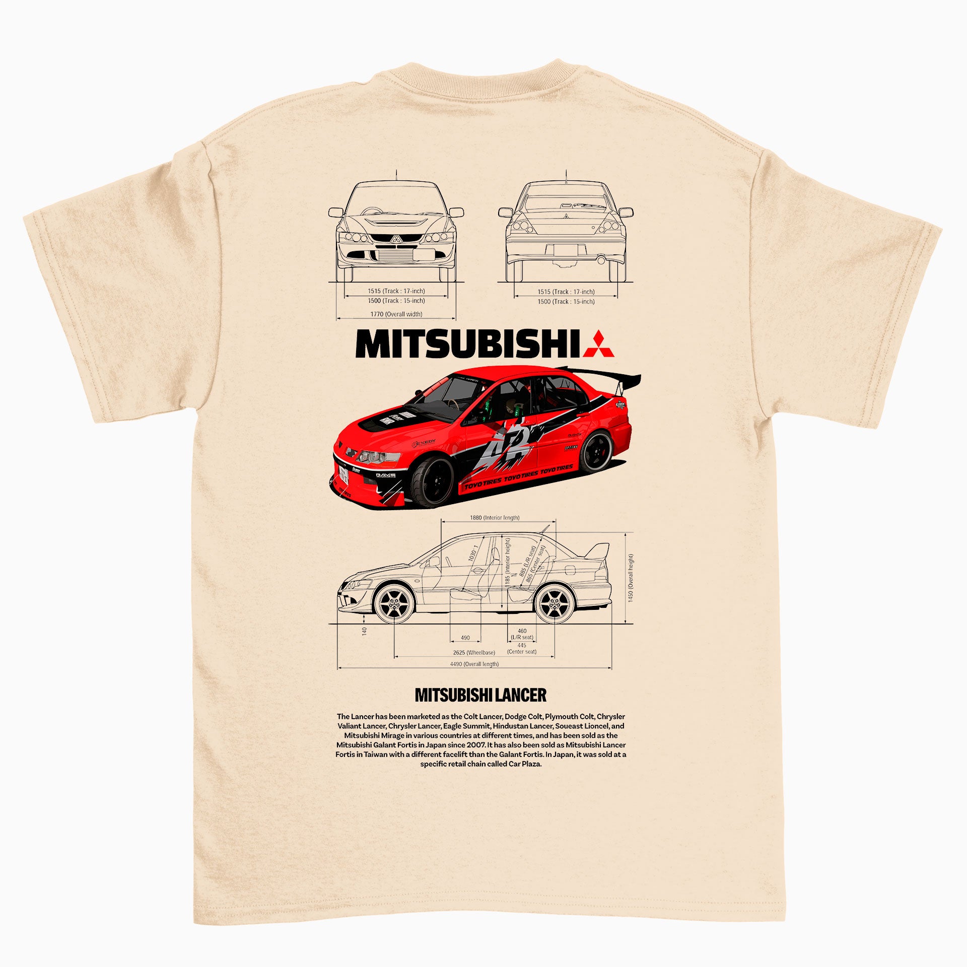 Camiseta Básica Unissex Mitsubishi Lance R beje perola off white