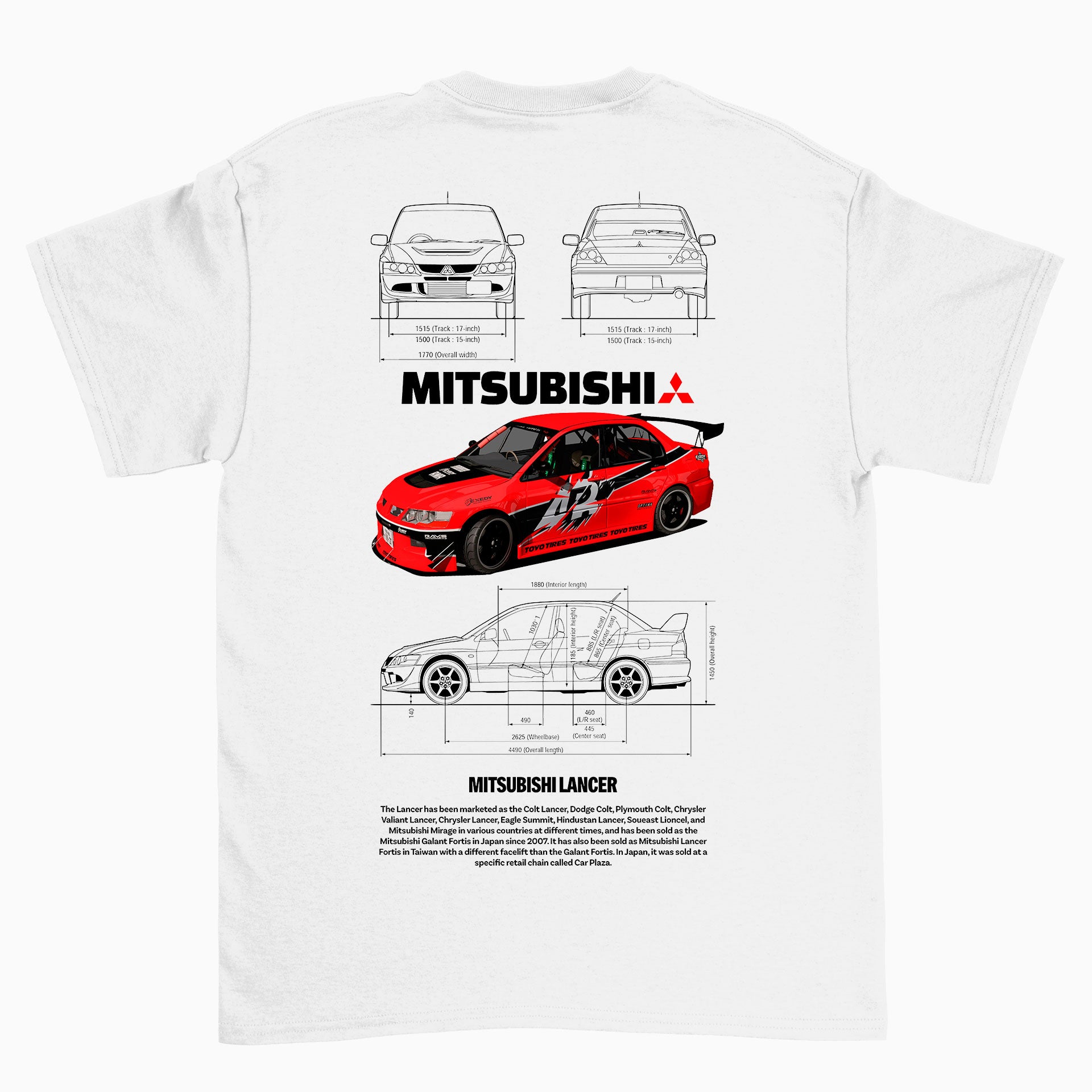 Camiseta Básica Unissex Mitsubishi Lance R branca