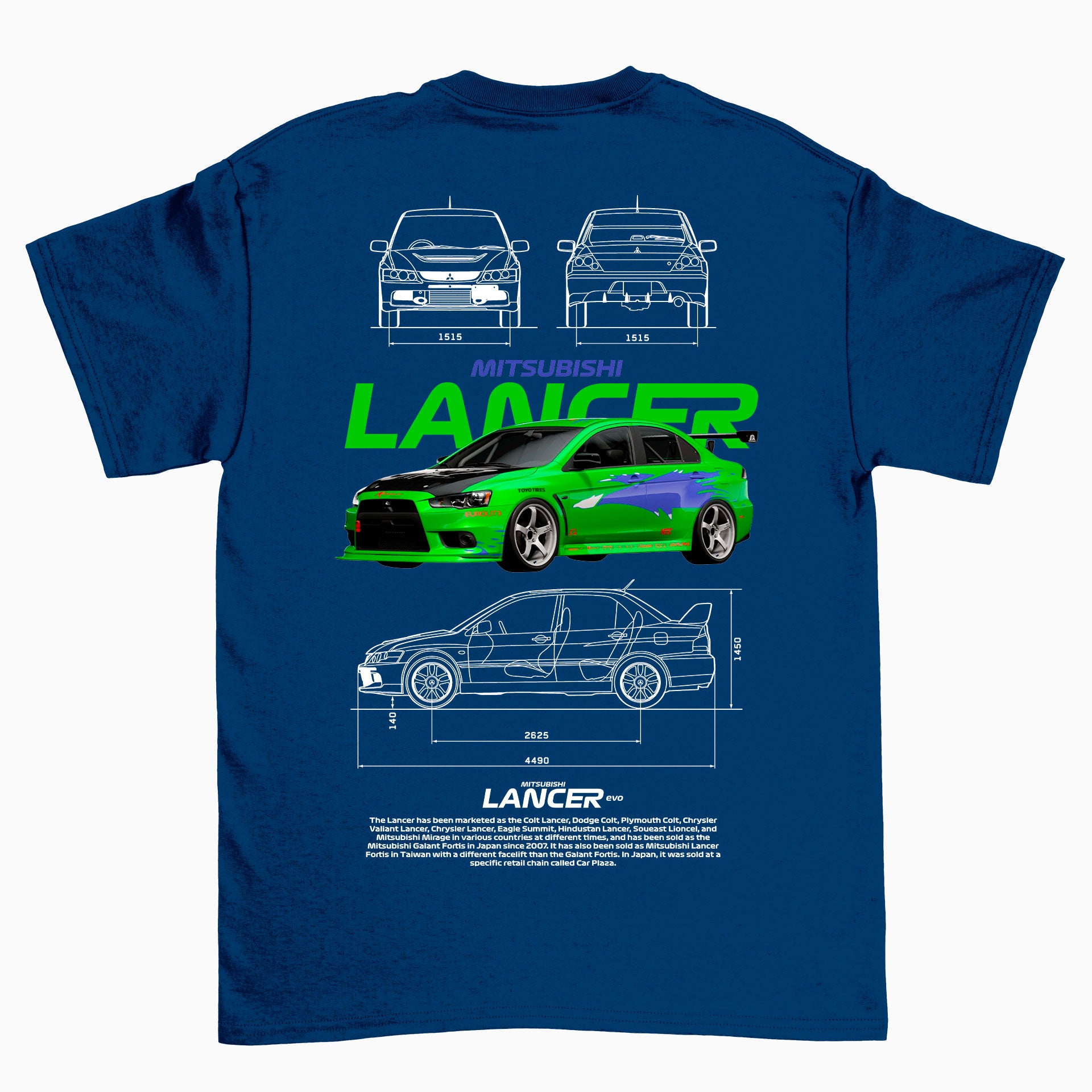 Camiseta Básica Unissex Mitsubishi Lancer WHITE azul marinho