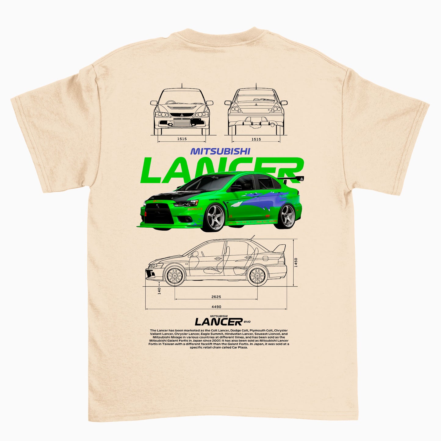 Camiseta Básica Unissex Mitsubishi Lancer WHITE beje perola off white