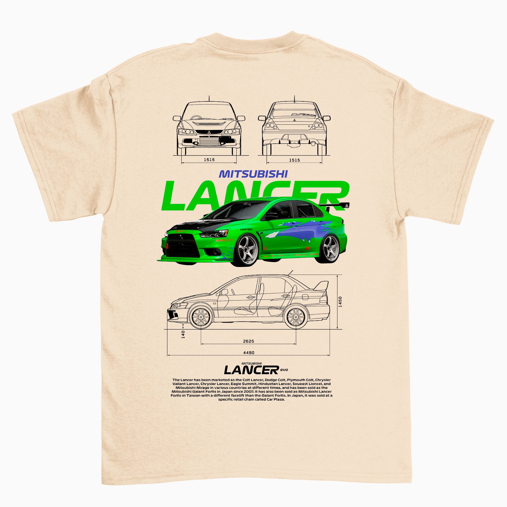 Camiseta Básica Unissex Mitsubishi Lancer WHITE beje perola off white