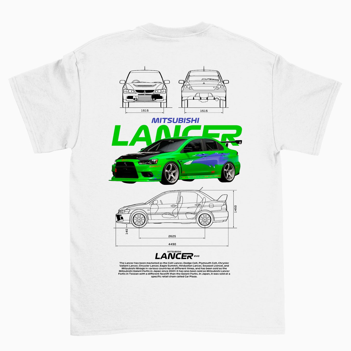 Camiseta Básica Unissex Mitsubishi Lancer WHITE braca