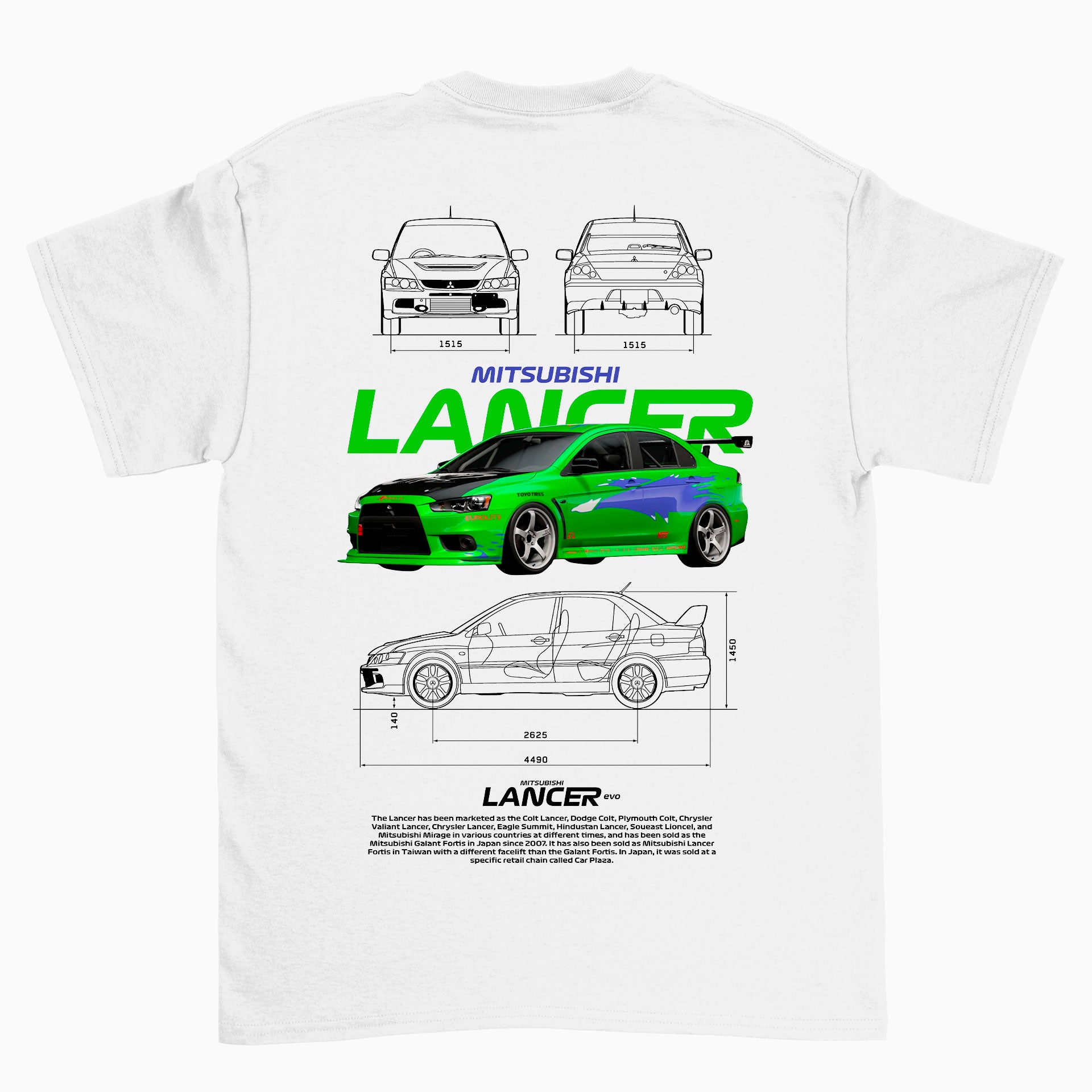 Camiseta Básica Unissex Mitsubishi Lancer WHITE braca