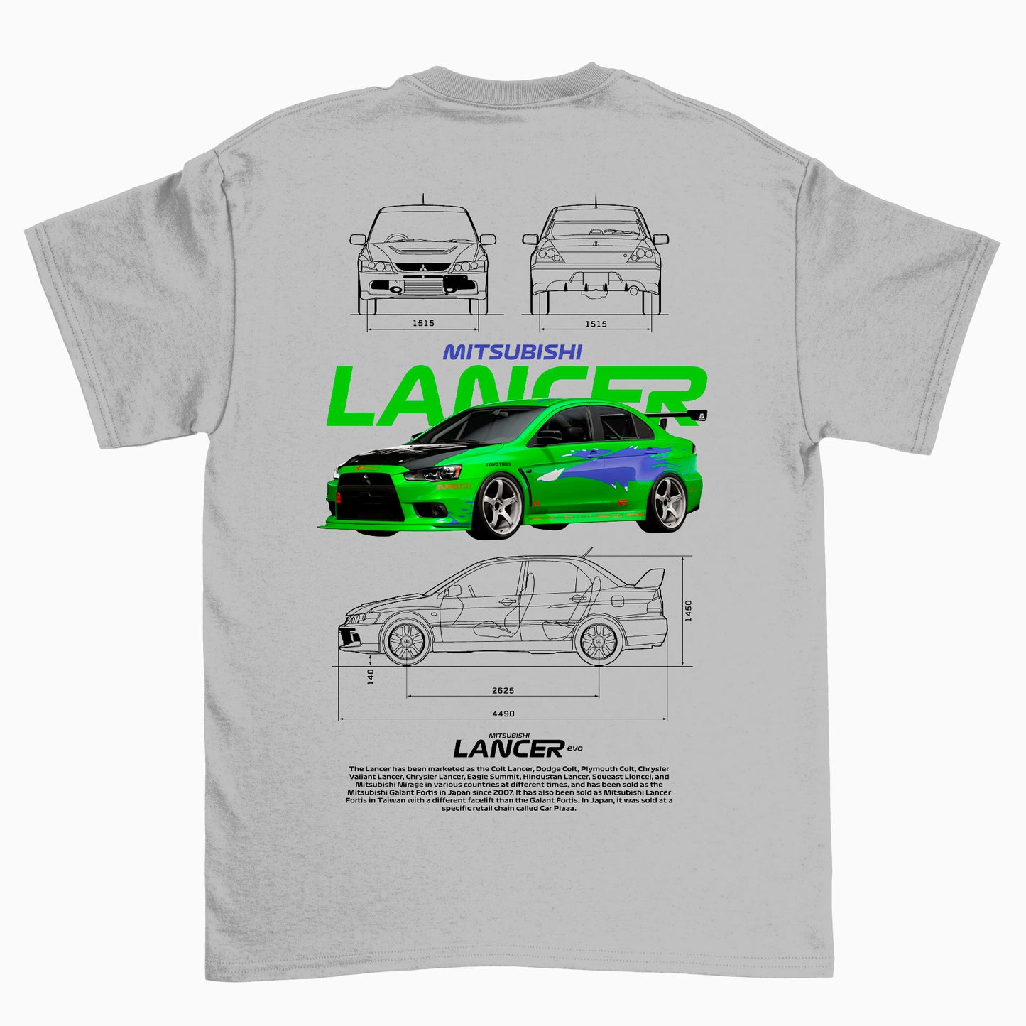 Camiseta Básica Unissex Mitsubishi Lancer WHITE cinza