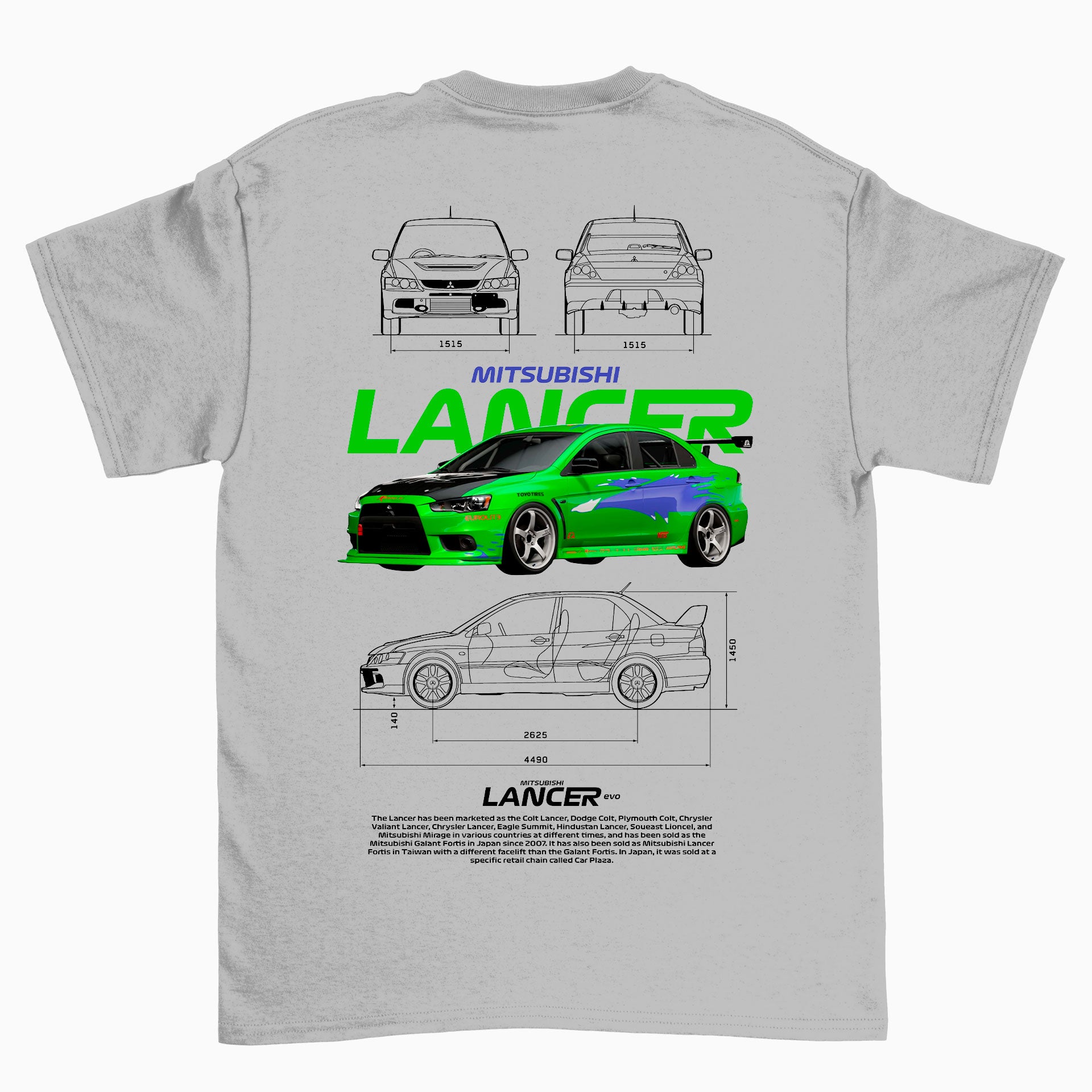 Camiseta Básica Unissex Mitsubishi Lancer WHITE cinza