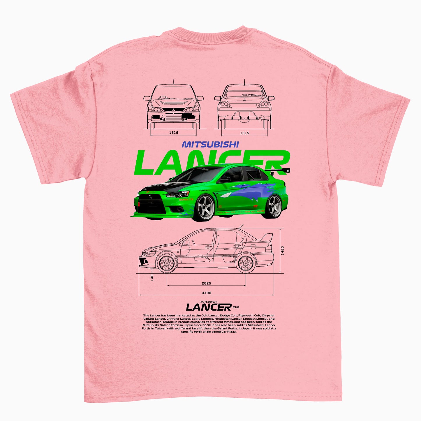Camiseta Básica Unissex Mitsubishi Lancer WHITE rosa