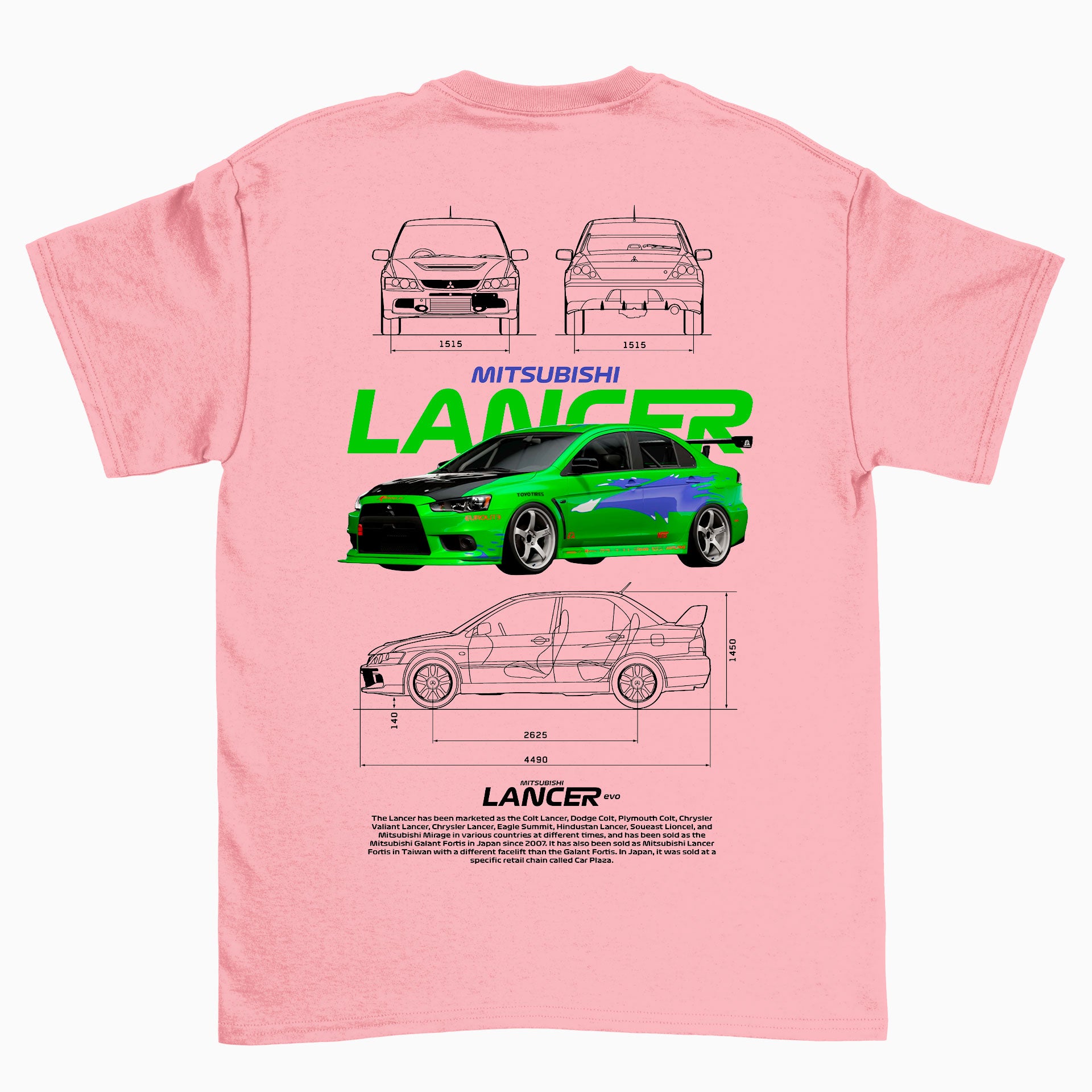 Camiseta Básica Unissex Mitsubishi Lancer WHITE rosa