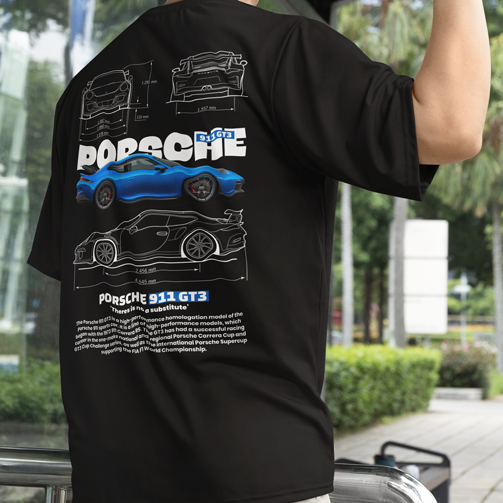 Camiseta Básica Unissex Porsche 911 GT3 W preta