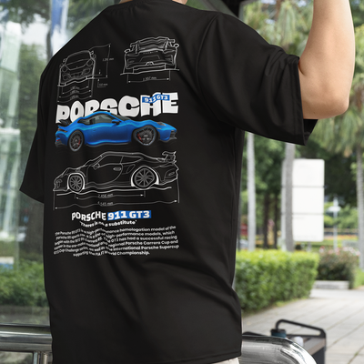 Camiseta Básica Unissex Porsche 911 GT3 W preta