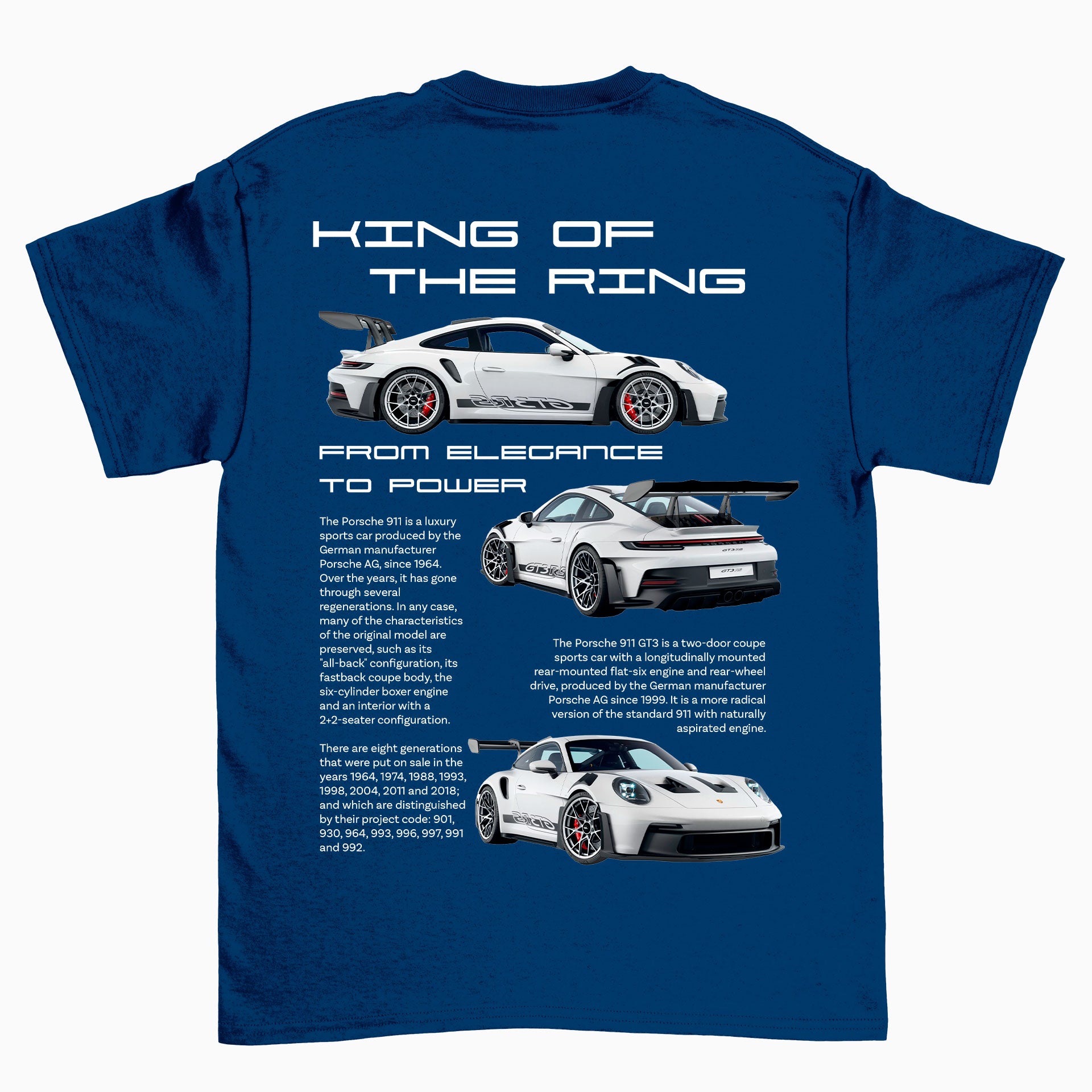 Camiseta Básica Unissex Porsche 911 King azul marinho