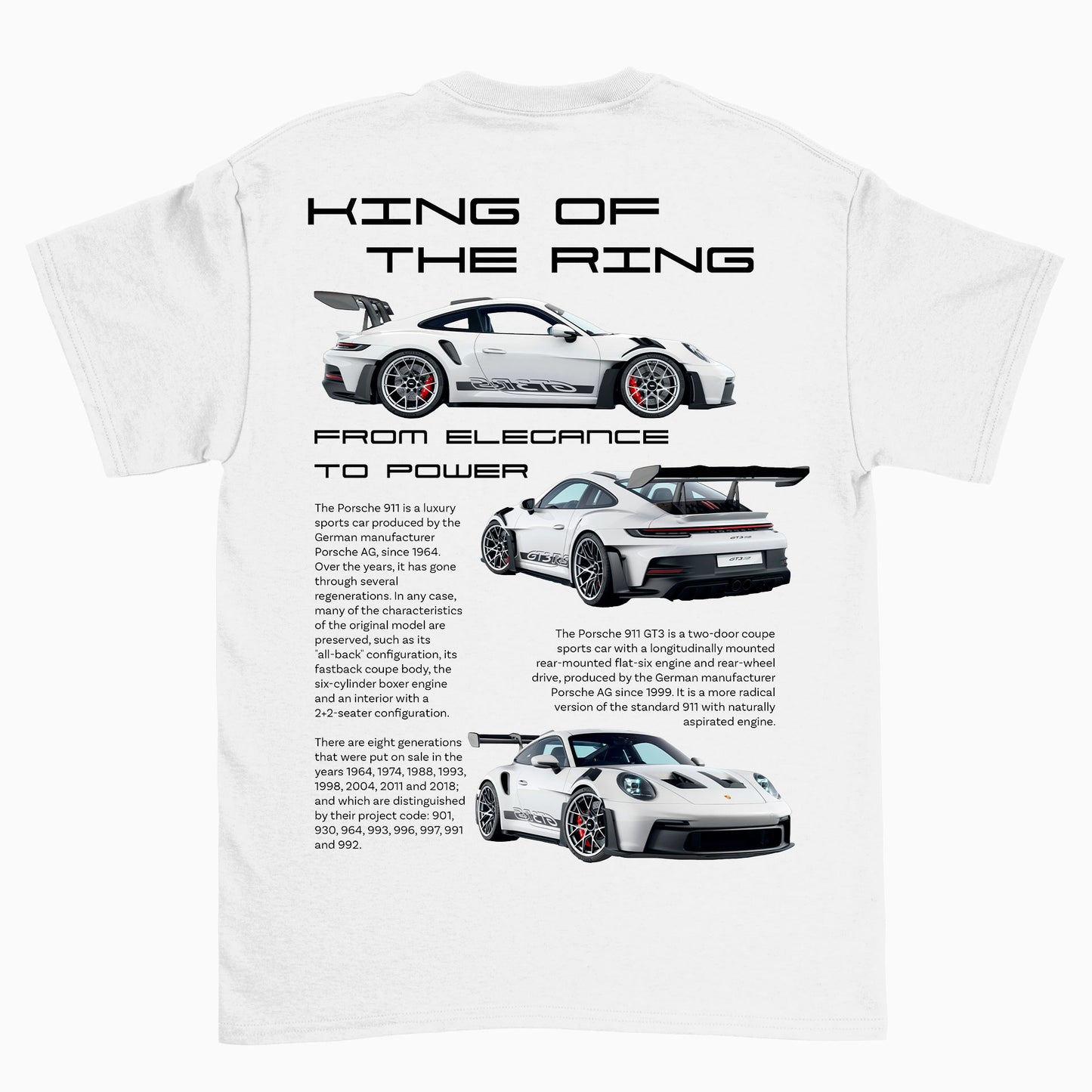 Camiseta Básica Unissex Porsche 911 King branca