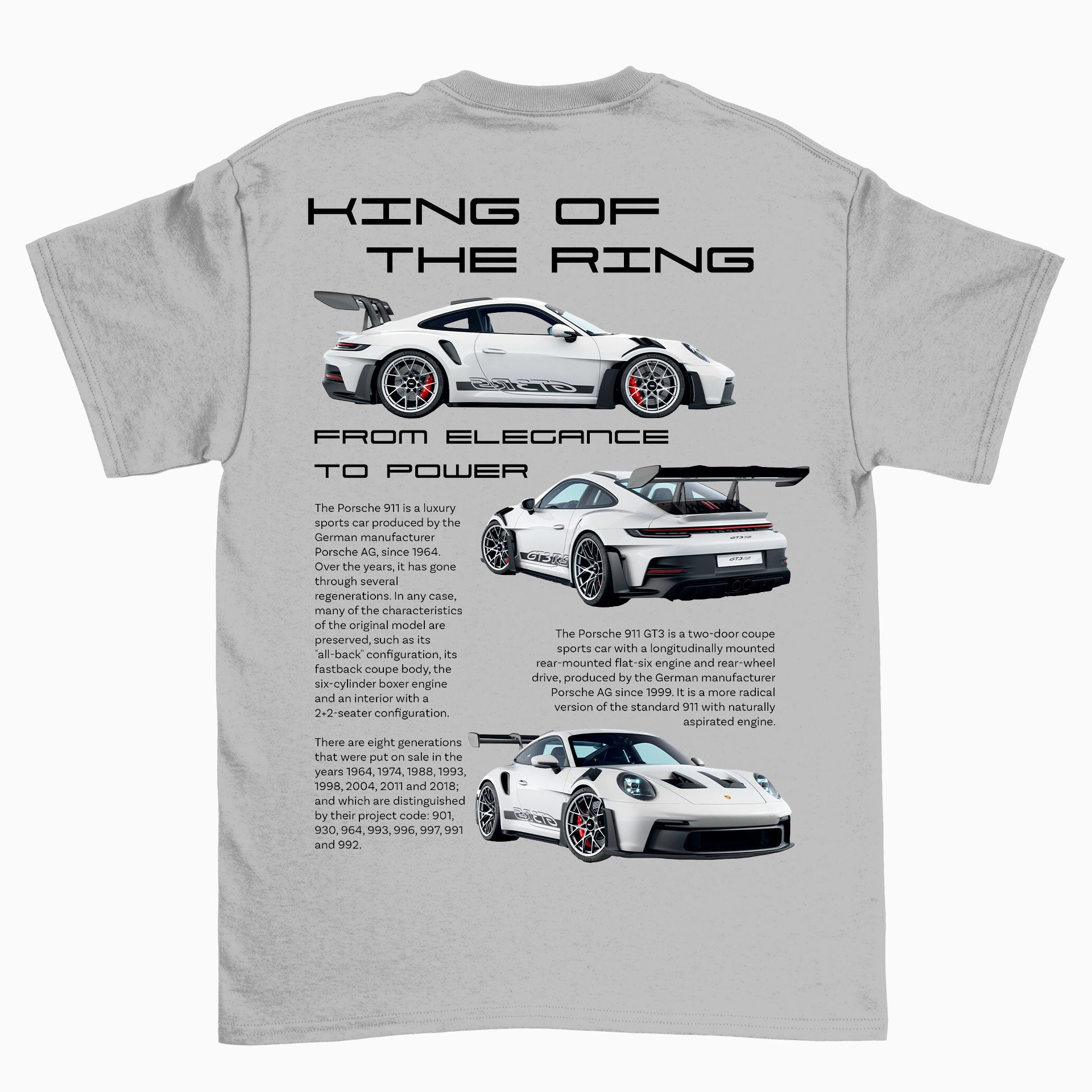 Camiseta Básica Unissex Porsche 911 King cinza