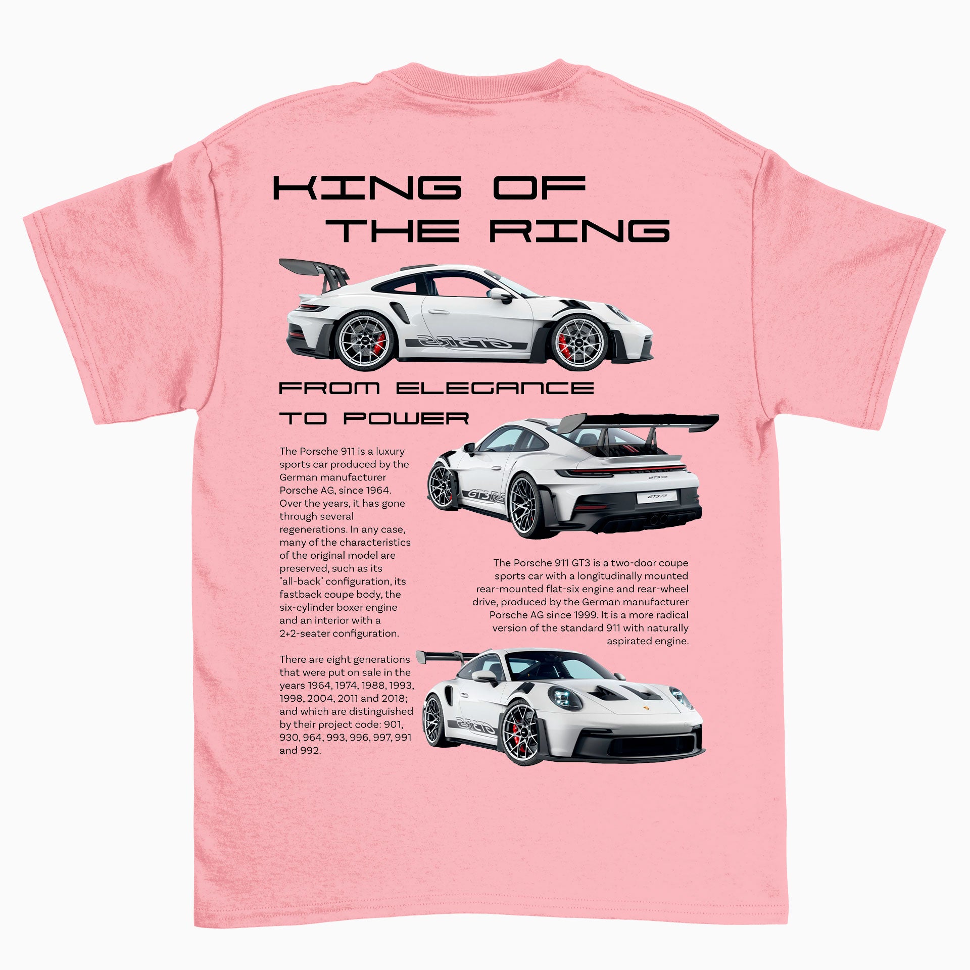 Camiseta Básica Unissex Porsche 911 King rosa