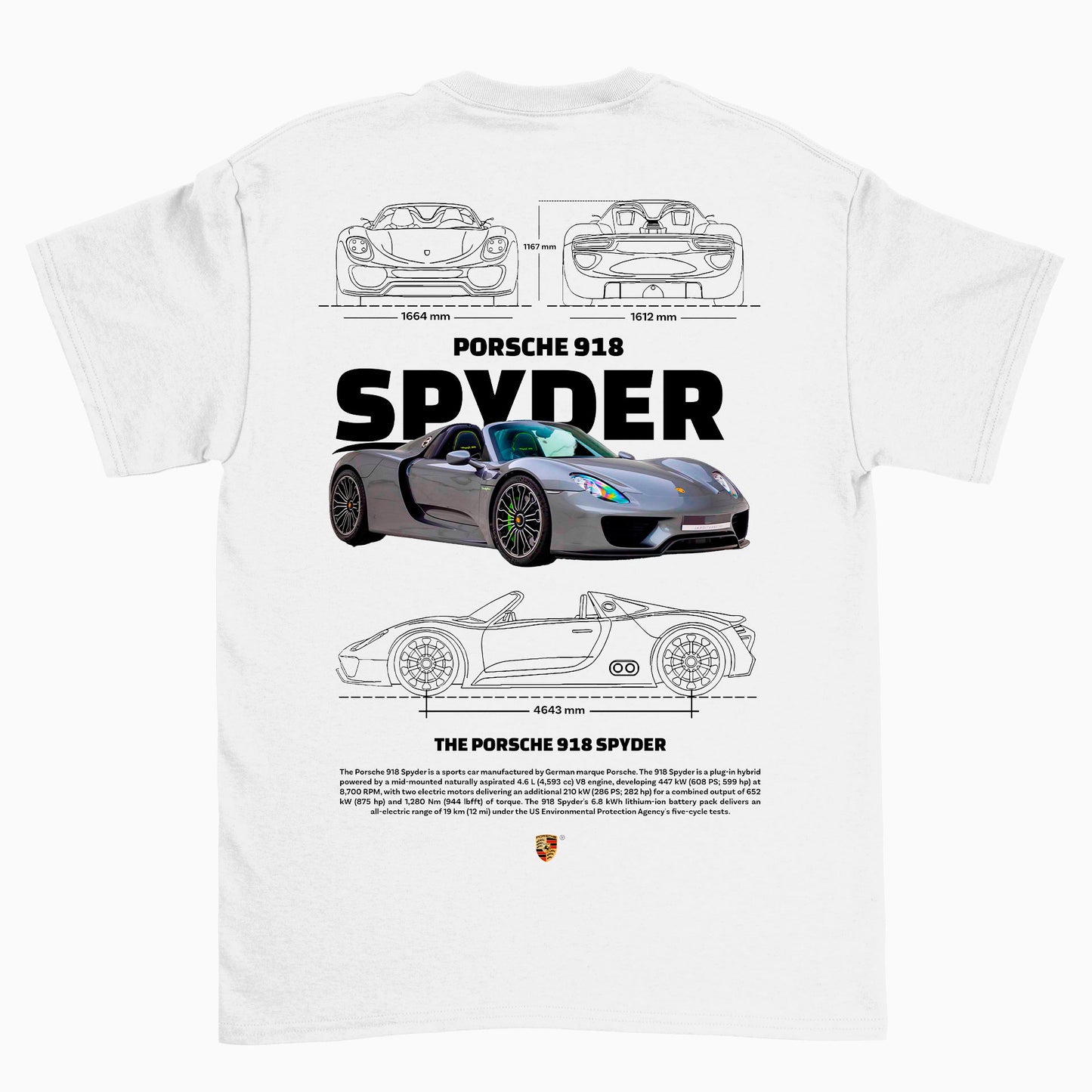 Camiseta Básica Unissex Porsche 918 Spyder 2 w  branca