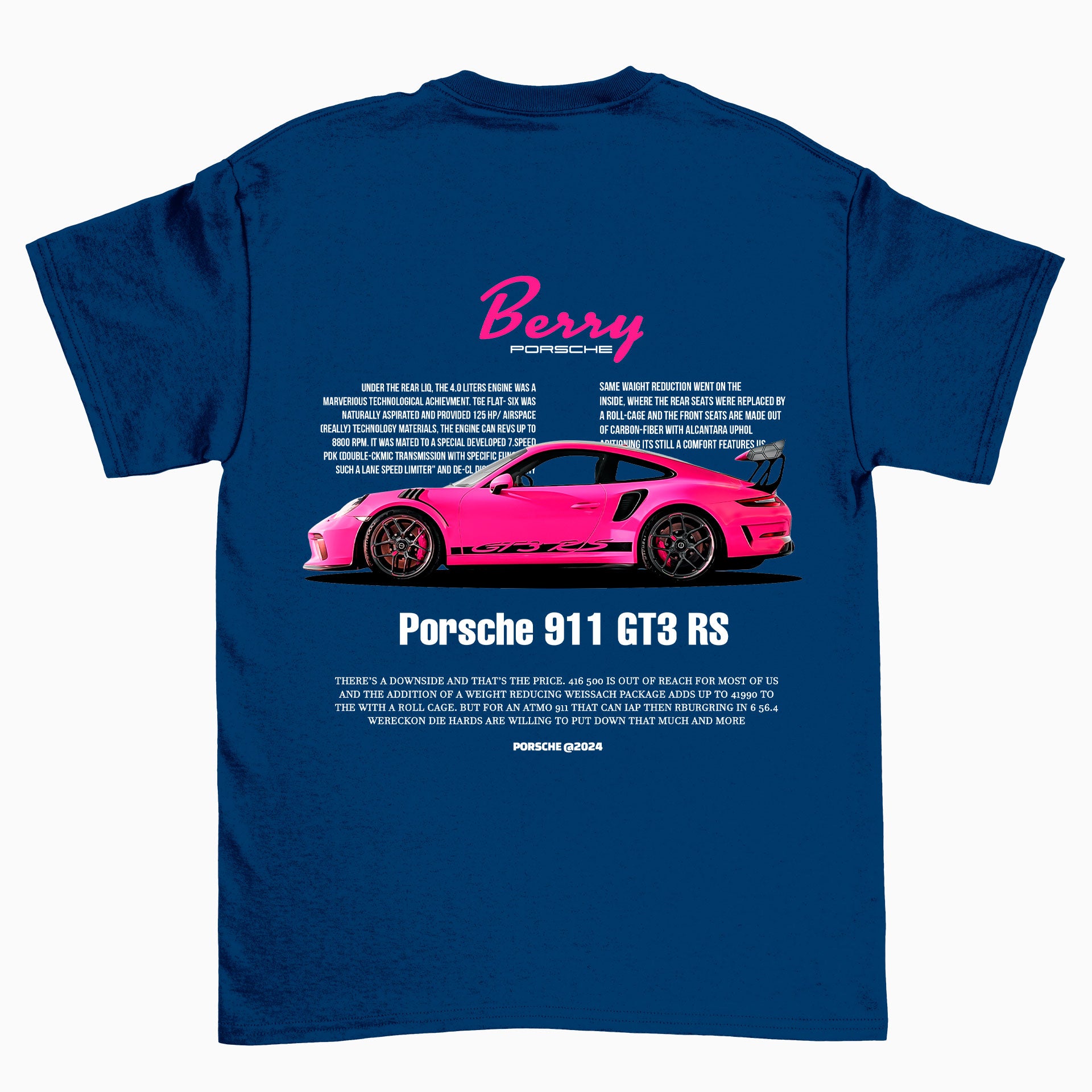 Camiseta Básica Unissex Porsche Berry  azul marinho
