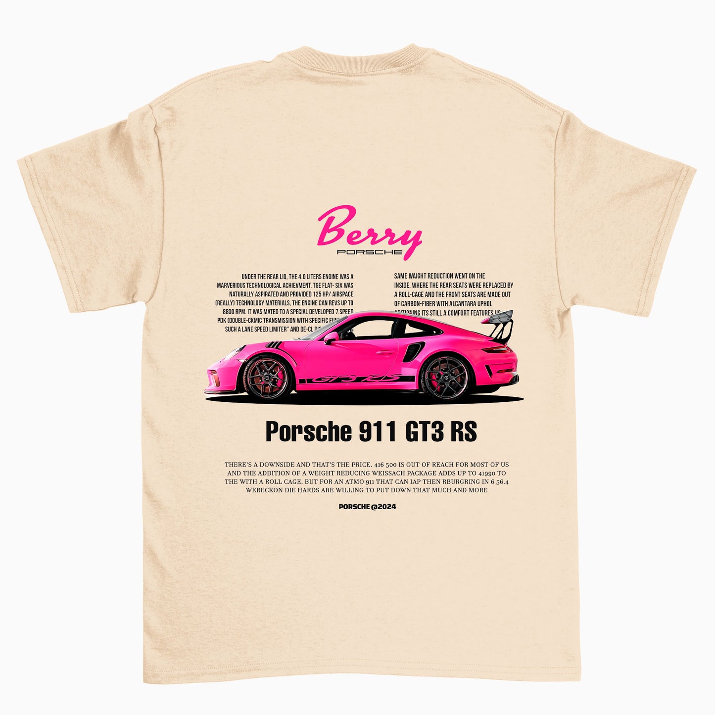Camiseta Básica Unissex Porsche Berry  beje perola off white