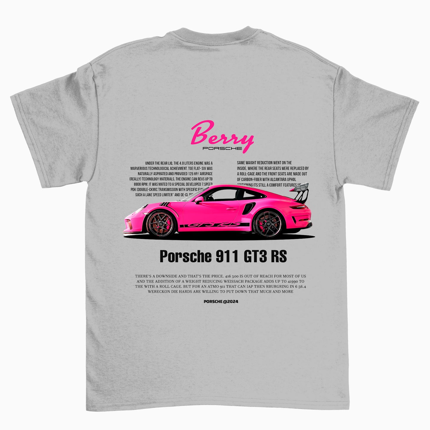 Camiseta Básica Unissex Porsche Berry  cinza