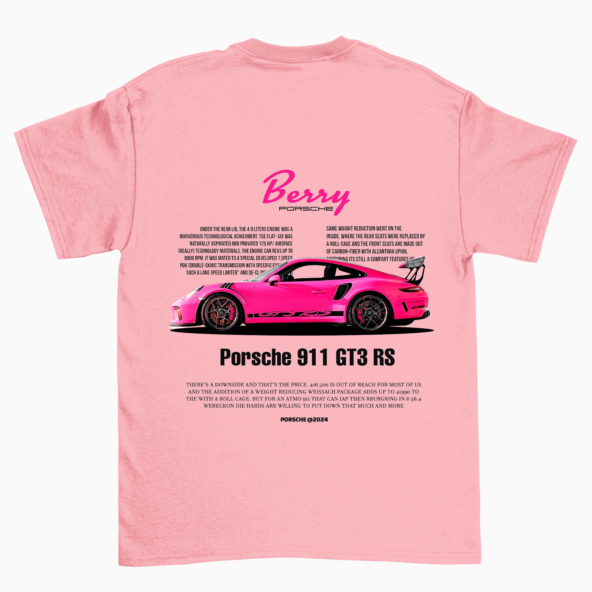 Camiseta Básica Unissex Porsche Berry  rosa