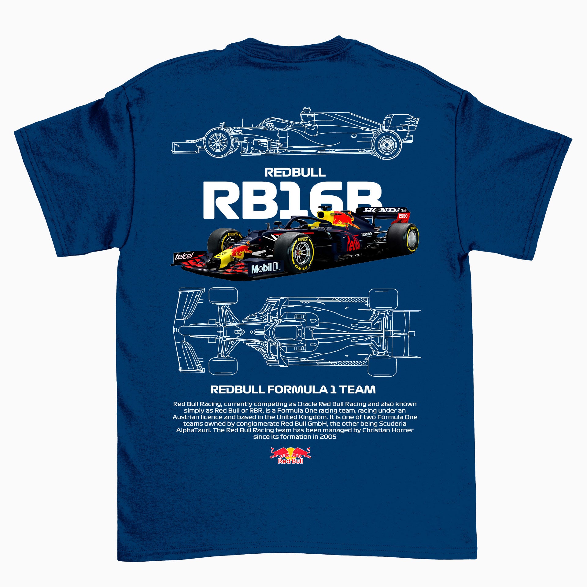 Camiseta Básica Unissex Red Bull Racing FORMULA 1 TEAM W  azul marinho