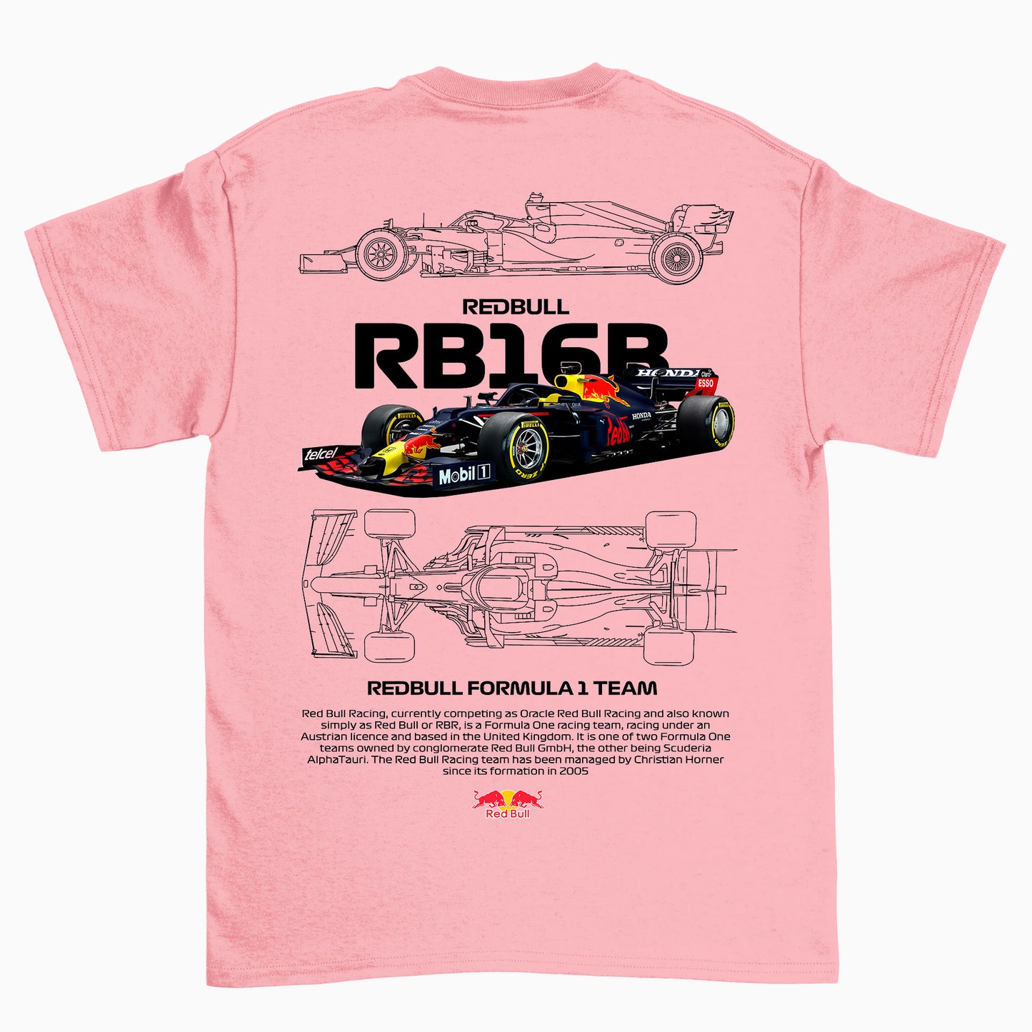 Camiseta Básica Unissex Red Bull Racing FORMULA 1 TEAM W  rosa