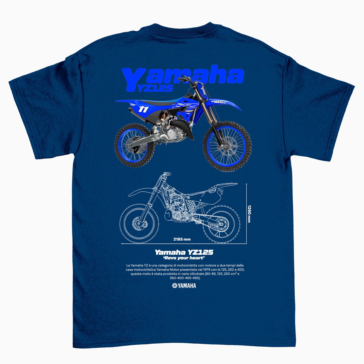 Camiseta Básica Unissex Yamaha YZ  v2 azul marinho