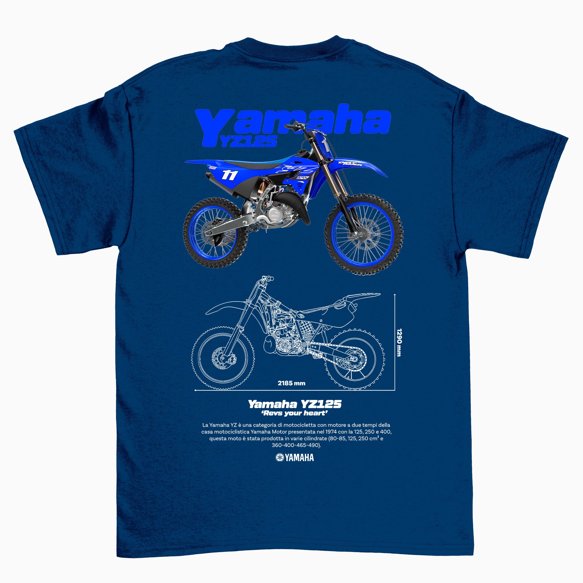 Camiseta Básica Unissex Yamaha YZ  v2 azul marinho