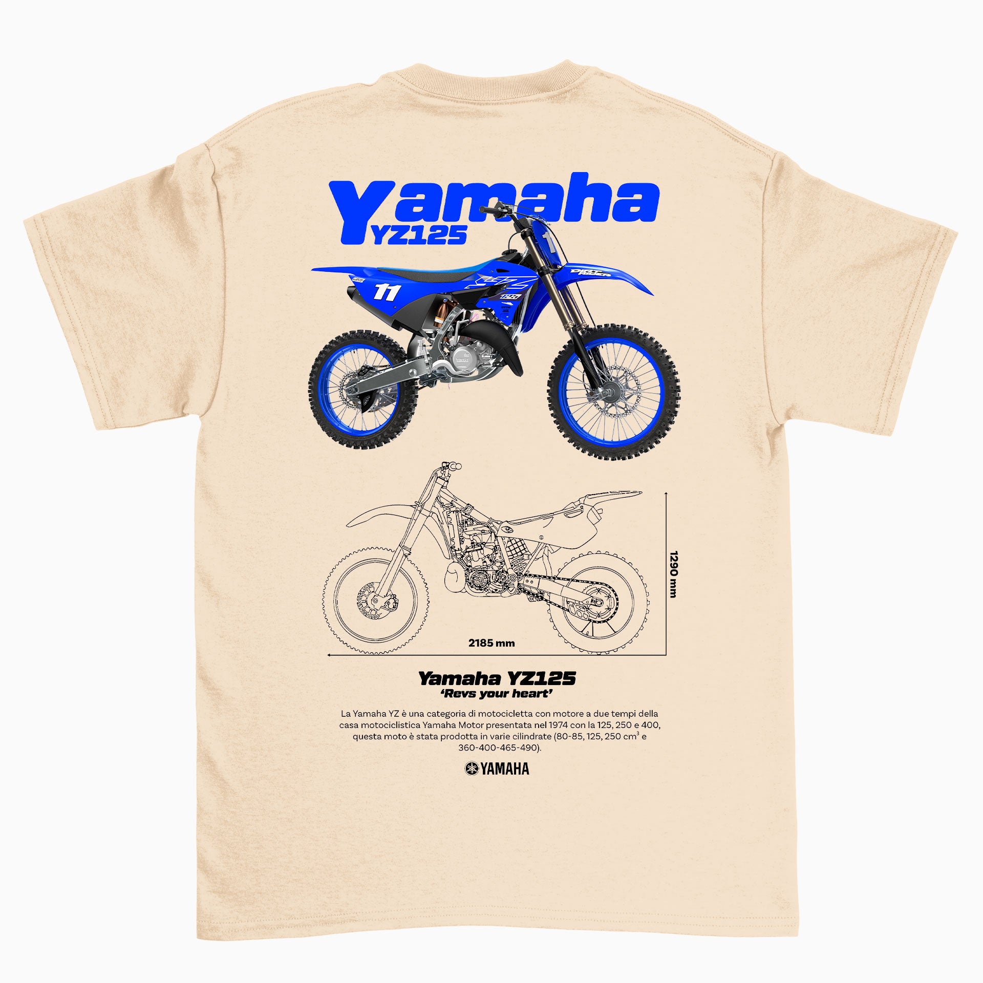 Camiseta Básica Unissex Yamaha YZ  v2 beje perola off white