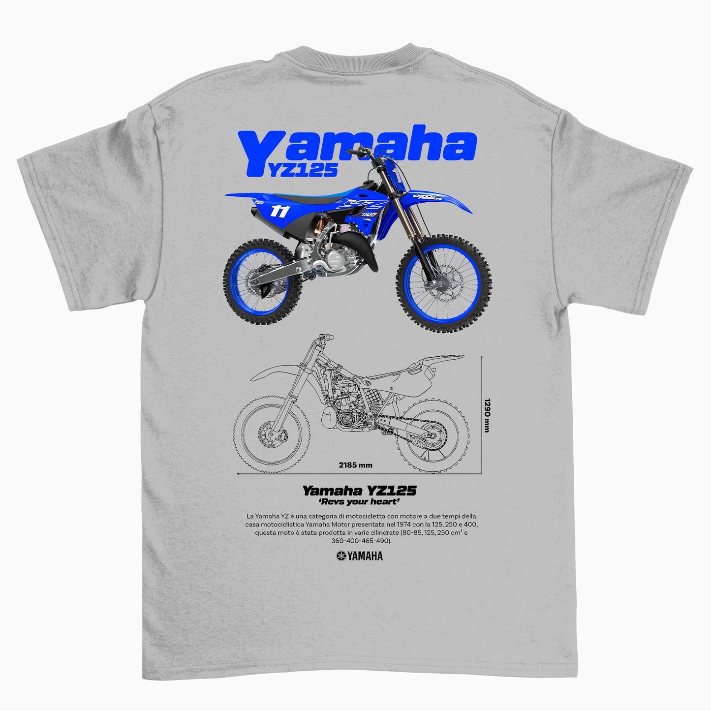 Camiseta Básica Unissex Yamaha YZ  v2 cinza