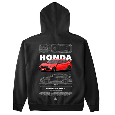 Moletom Básico Com Capuz Unissex Honda Civic Type R W-PRETO