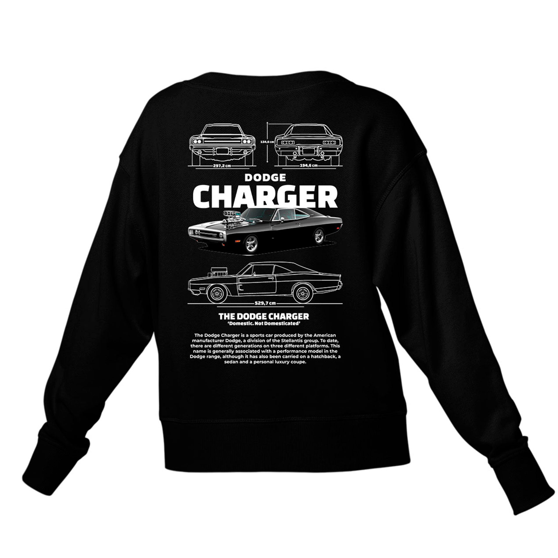 Moletom Gola Redonda Unissex Dodge Charger 1970-PRETO