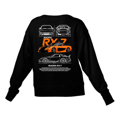 Moletom Gola Redonda Unissex MAZDA RX-7 BLACK