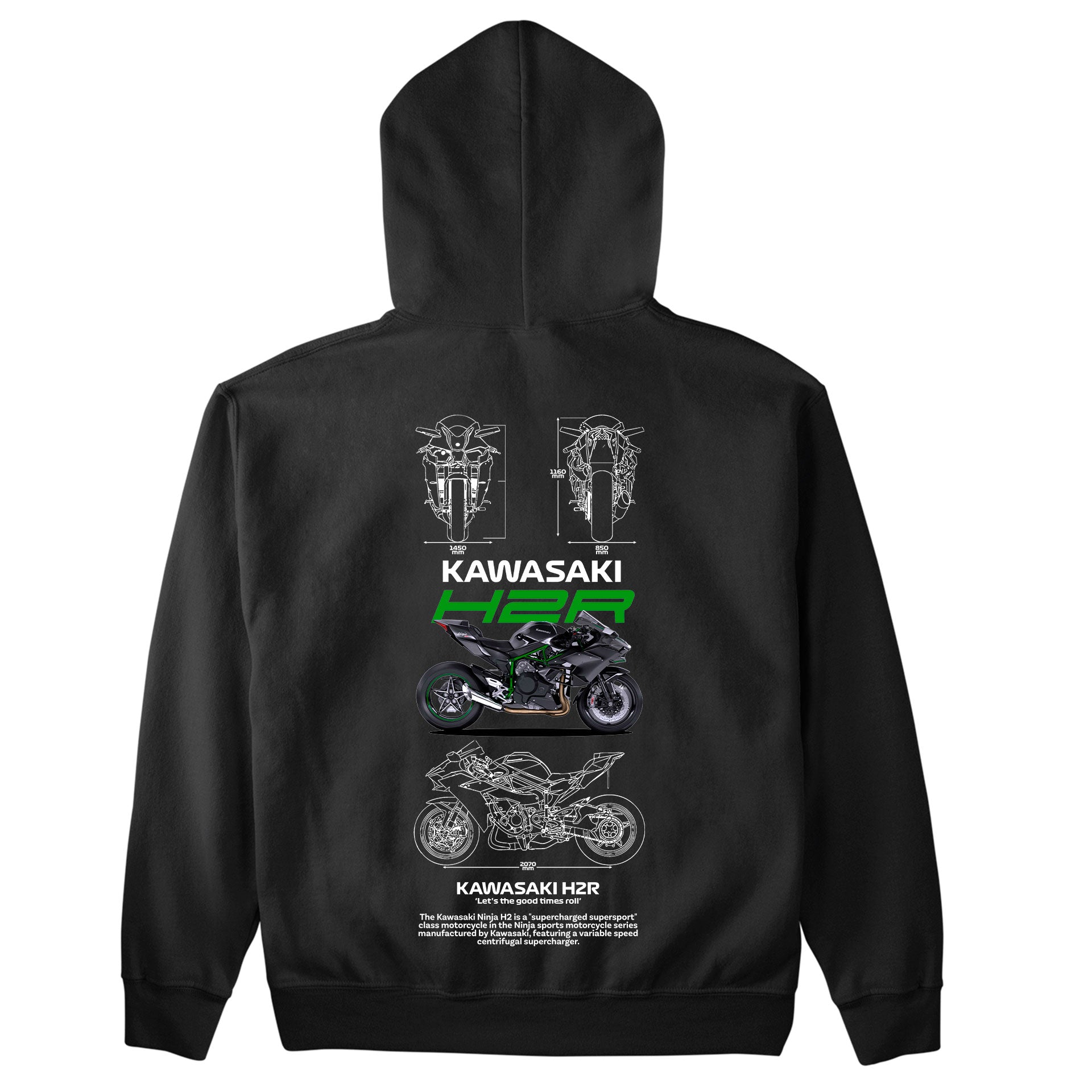 Moletom Básico Com Capuz Unissex Kawasaki H2R-PRETO
