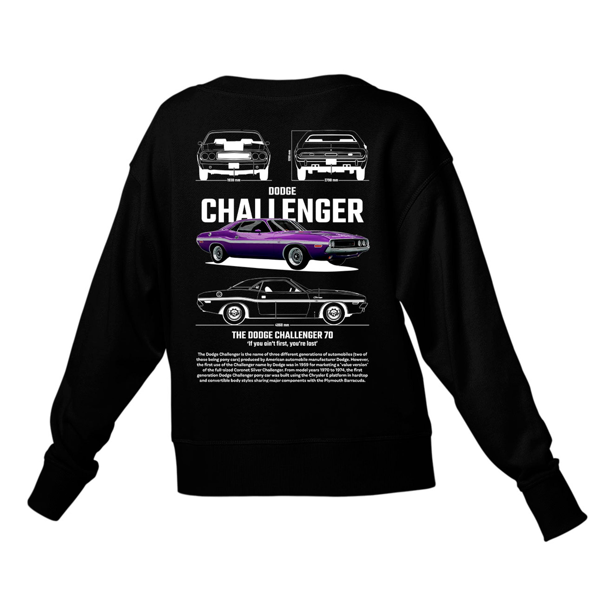 Moletom Gola Redonda Unissex Dodge Challenger 70-PRETO