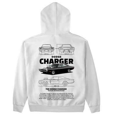 Moletom Básico Com Capuz Unissex Dodge Charger 1970-BRANCO