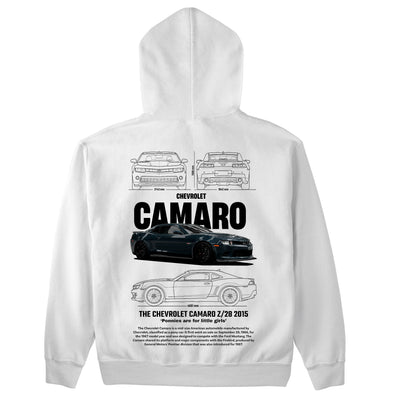 Moletom Básico Com Capuz Unissex Chevrolet Camaro Z28 2015 BLACK-BRANCO