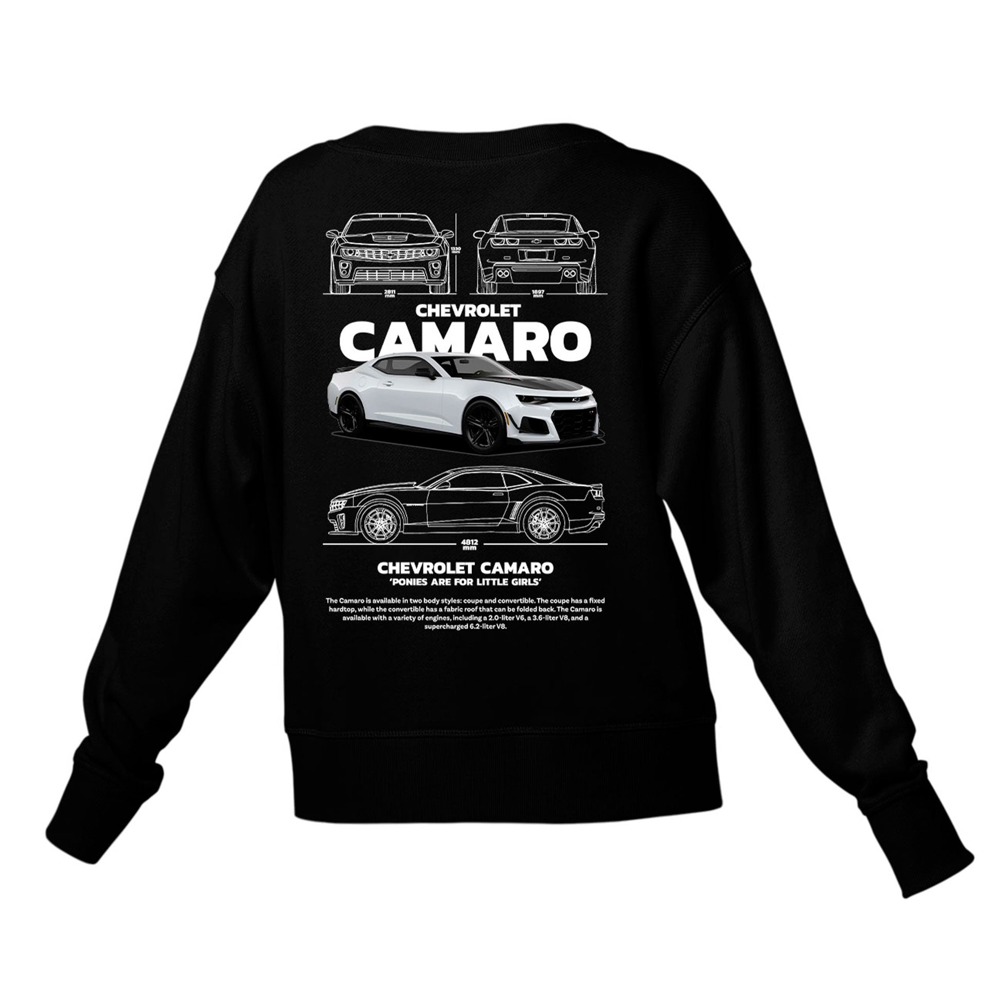 Moletom Gola Redonda Unissex Chevrolet Camaro - PRETO