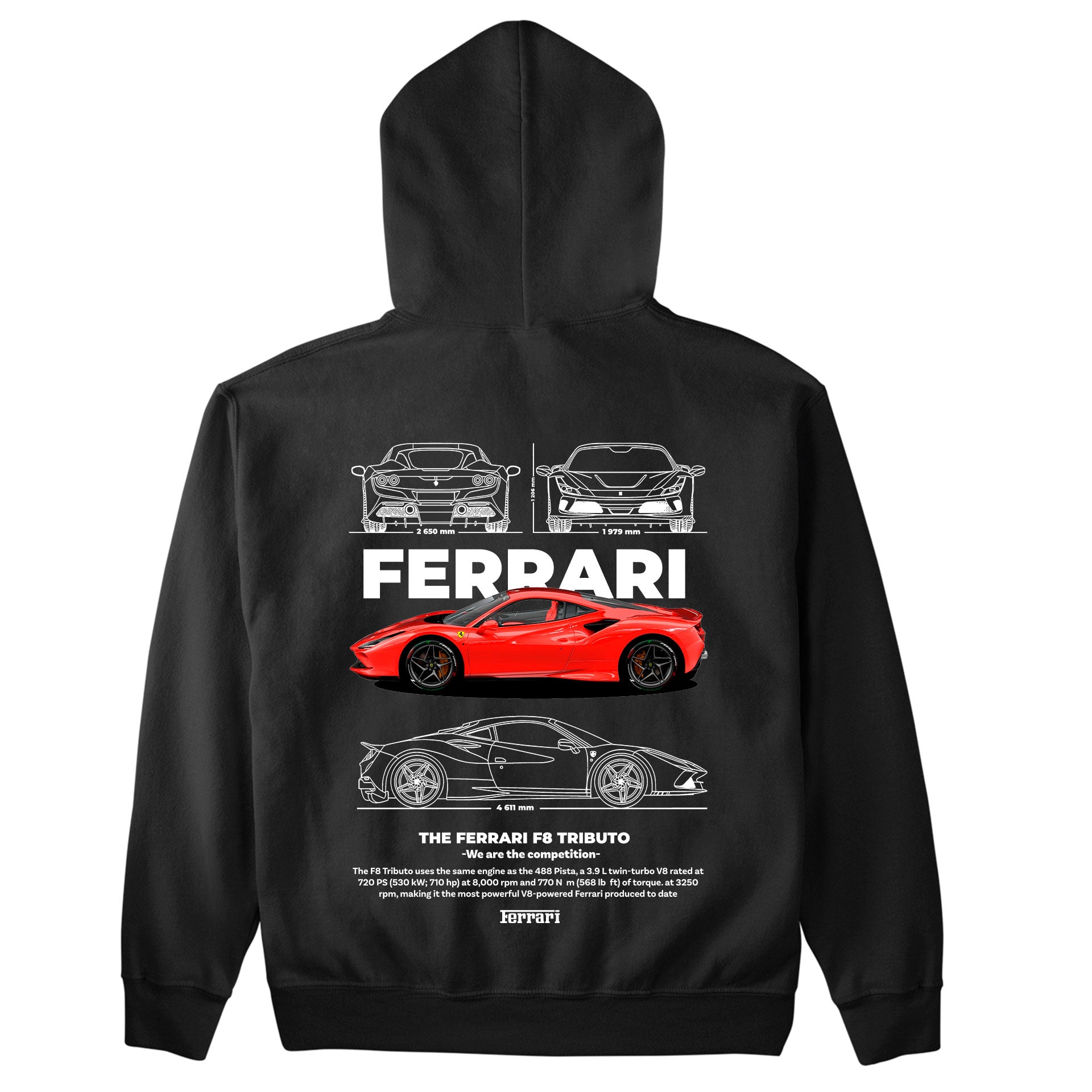 Moletom Básico Com Capuz Unissex Ferrari F8 Tributo - WHITE-PRETO