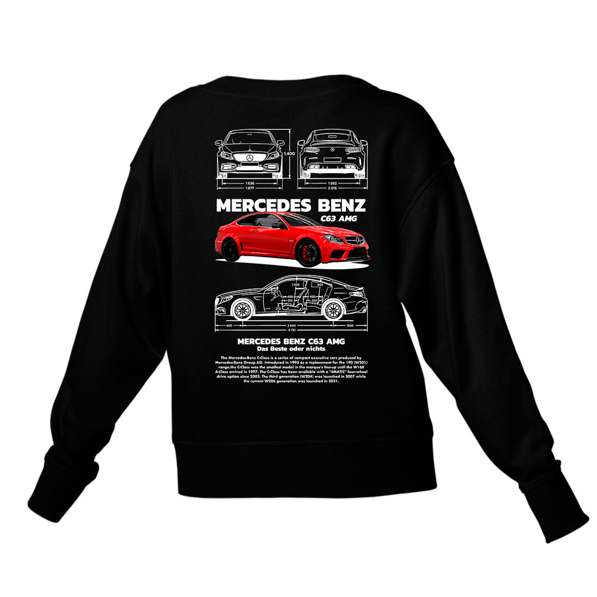 Moletom Gola Redonda Unissex Mercedes Benz C 63 black-PRETO