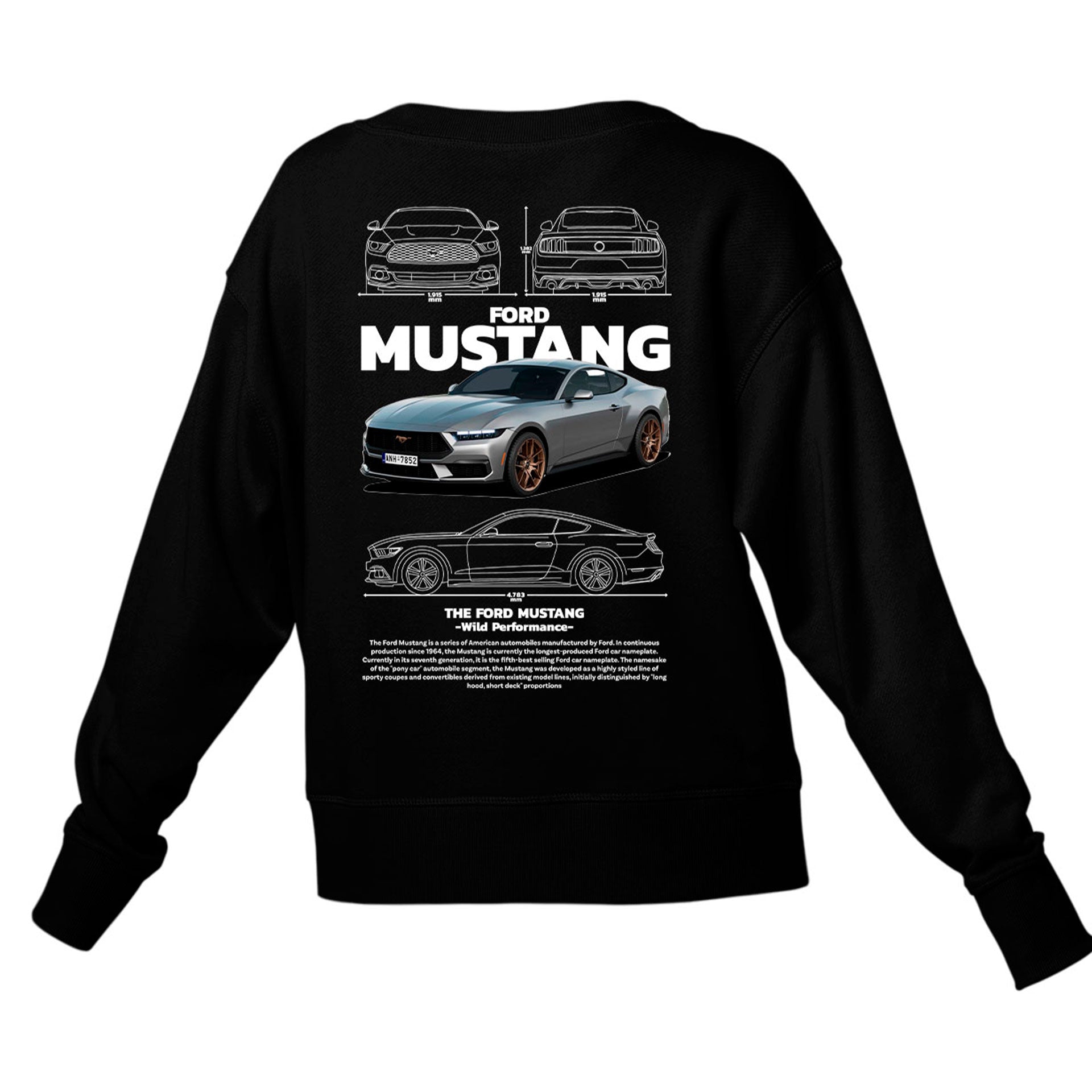 Moletom Gola Redonda Unissex Ford Mustang GT500 SHELBY W-PRETO