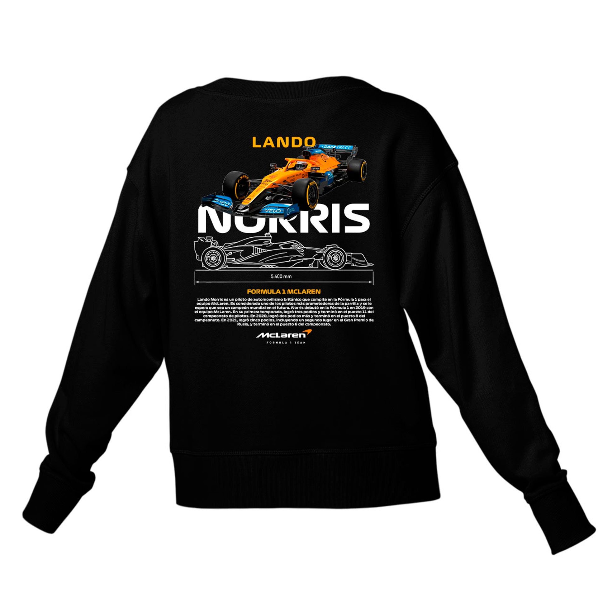 Moletom Gola Redonda Unissex Lando Norris WHITE-PRETO