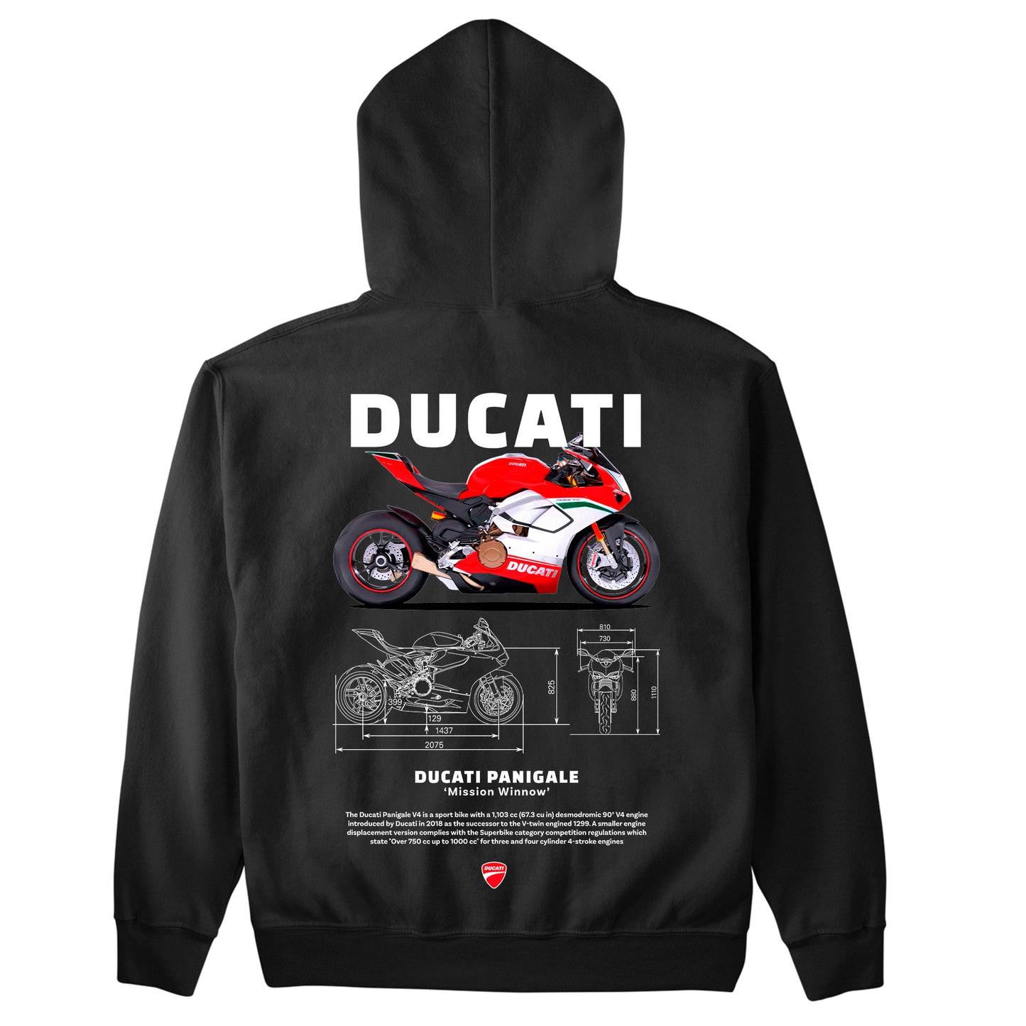 Moletom Básico Com Capuz Unissex Ducati Panigale W-PRETO